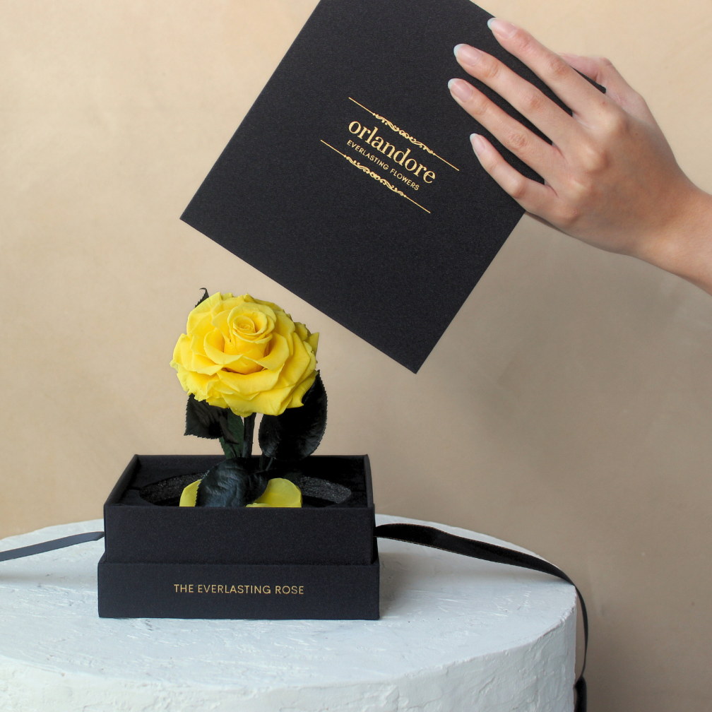 Mini Everlasting Rose Dome | Yellow