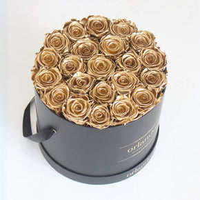 Large Round Rose Box - Gold