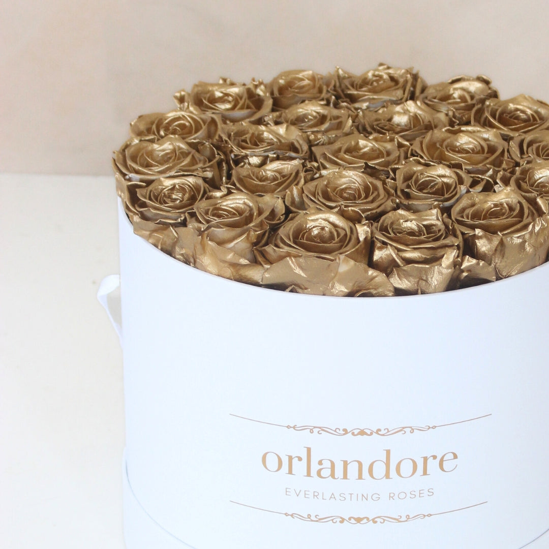 Large Round Rose Box - Gold