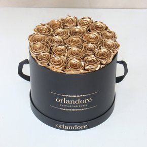 Large Round Rose Box - Gold