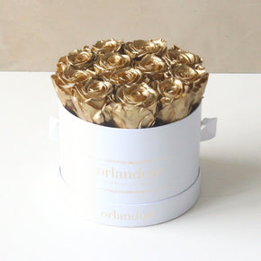 Medium Round Rose Box - Gold