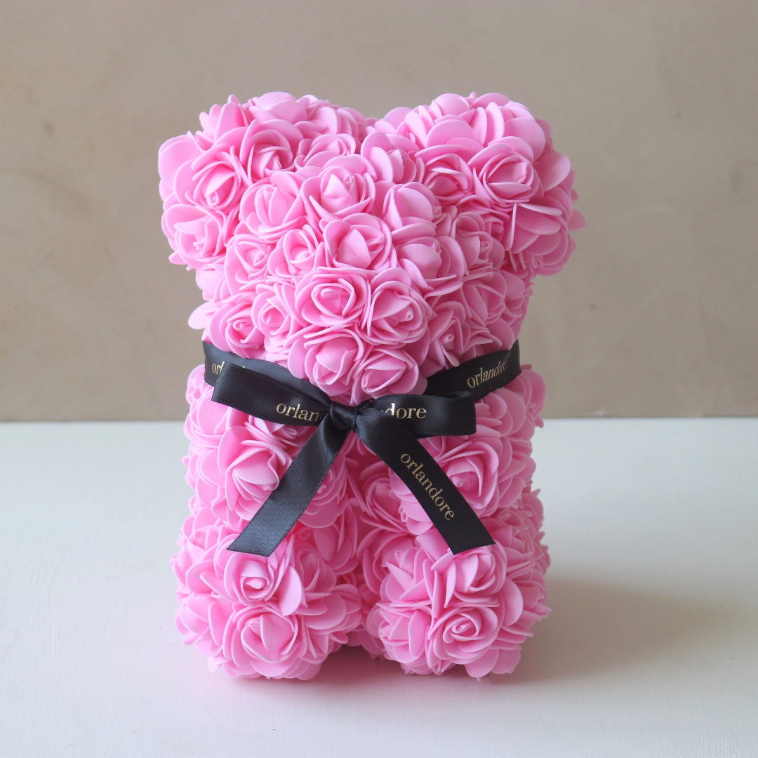 Pink Rose Bear - 25cm