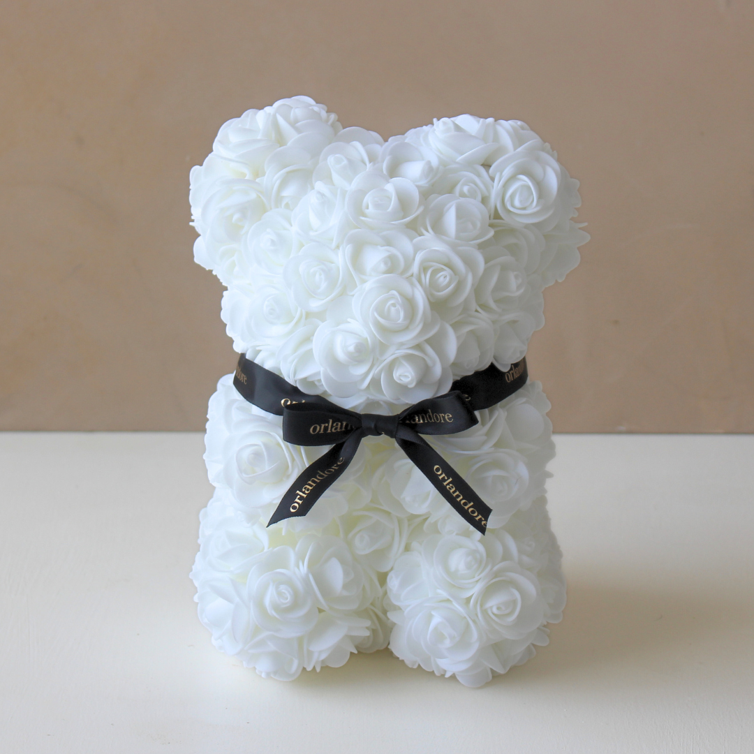 White Rose Bear - 25cm