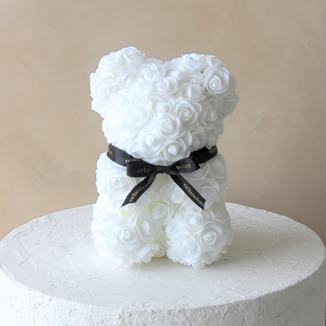 White Rose Bear - 25cm