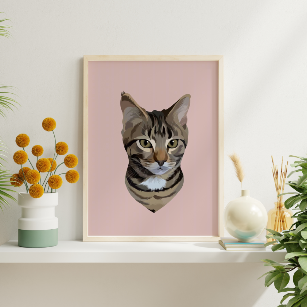 custom illustration of a cat in a frame